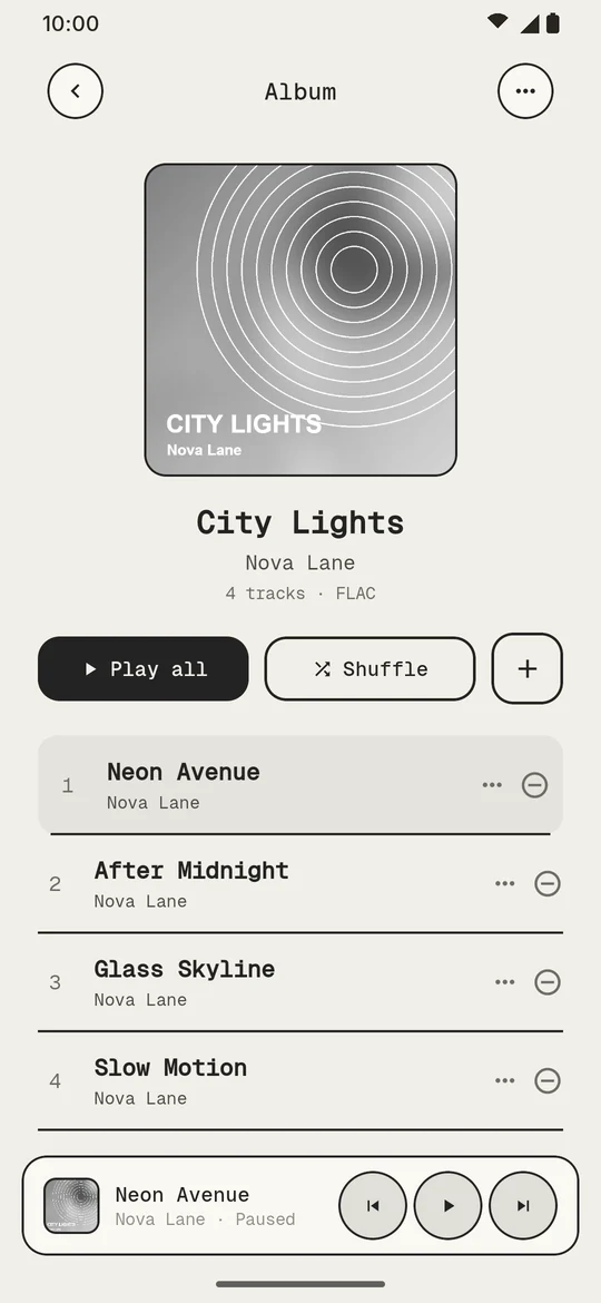 An album page in the E-ink theme