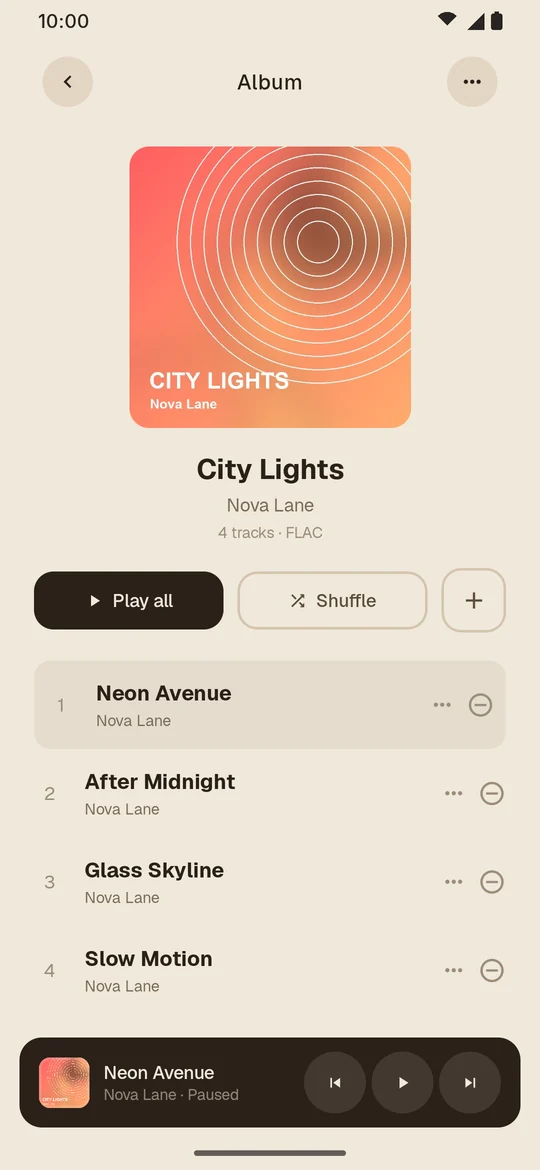 An album page in the Light theme