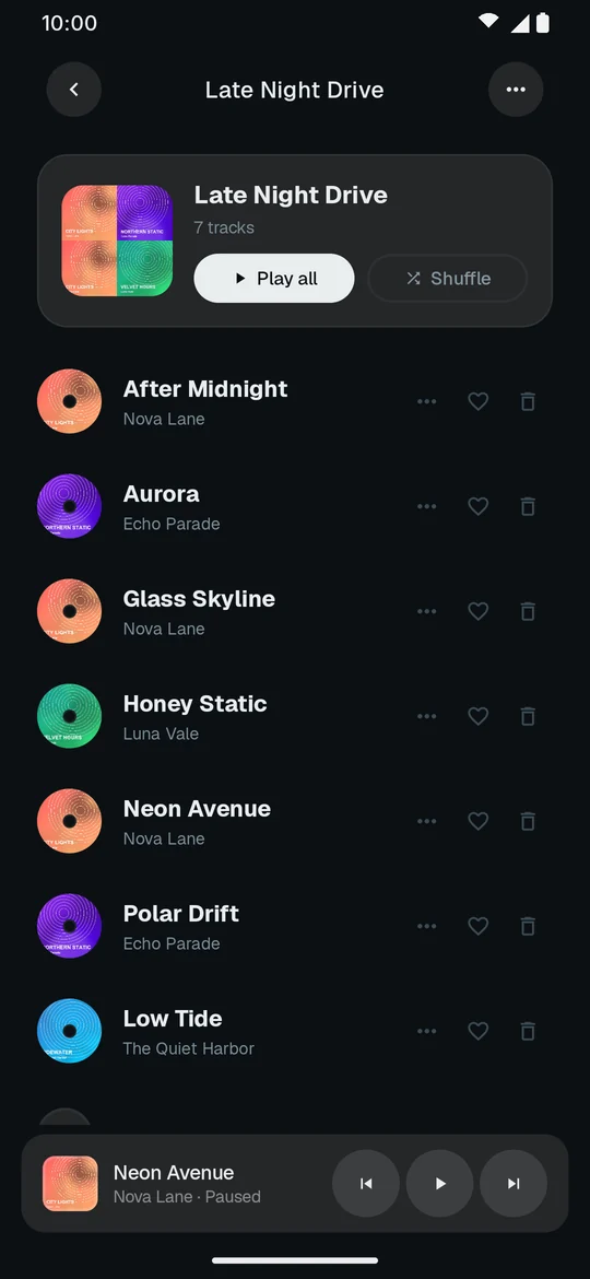 A playlist in the Dark theme