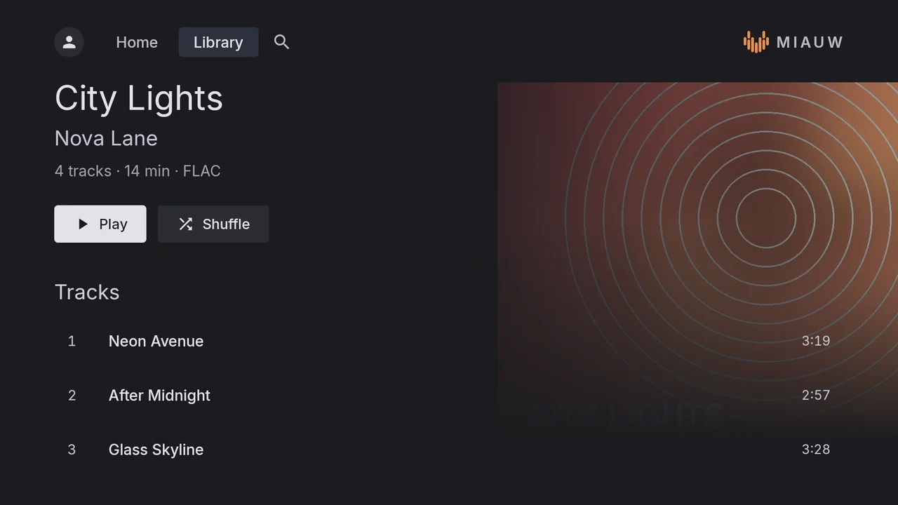 An album page on Android TV