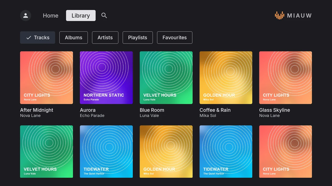 Every song in the library, with cover art